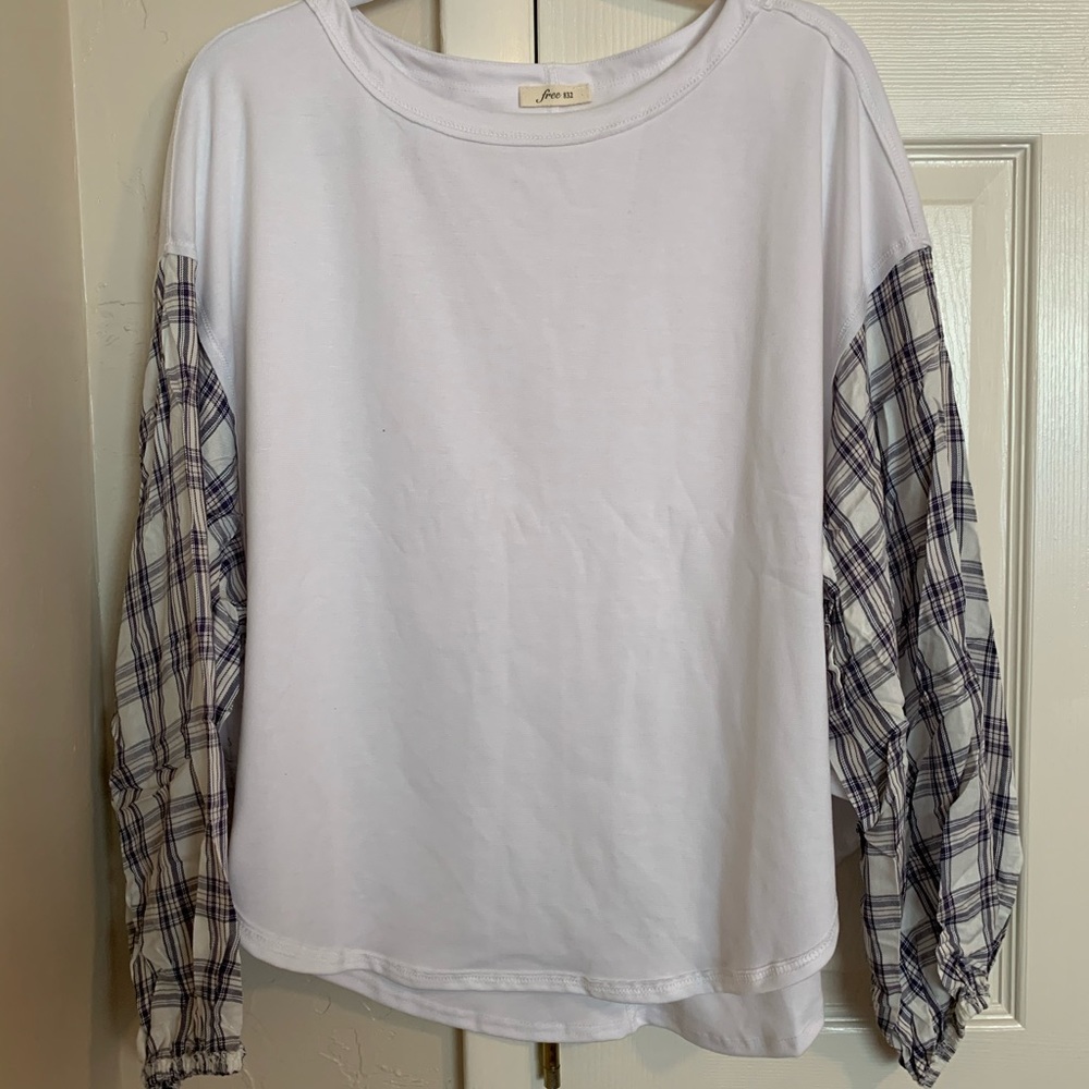 Long Sleeved White + Plaid Shirt